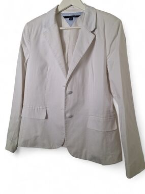 Tommy Hilfiger Women's White Two-Button Blazer